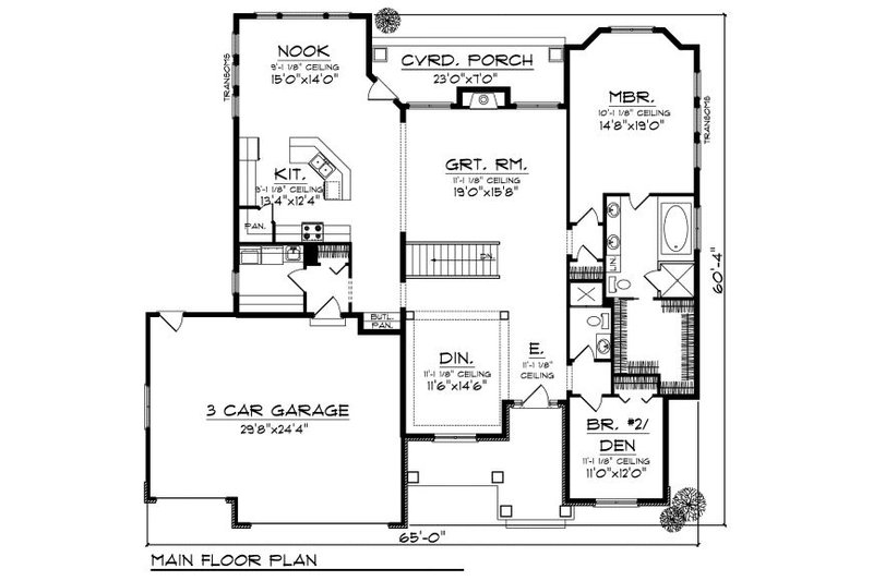 Home Plan - Floor Plan - Main Floor for Craftsman House Plan #70-871 - 2 bed, 1.5 bath