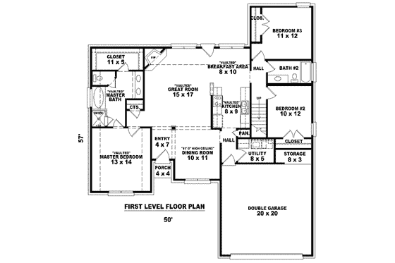 Floor Plan - Main Floor for European House Plan #81-1440 - 3 bed, 2 bath