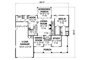 Floor Plan - Main Floor for Country House Plan #513-2051 - 3 bed, 2.5 bath