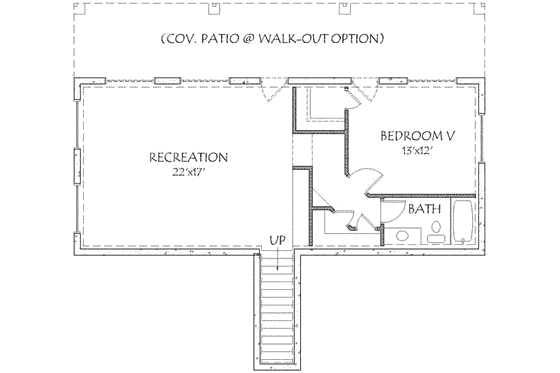 Floor Plan - Lower Floor for Adobe / Southwestern House Plan #24-183 - 3 bed, 2 bath
