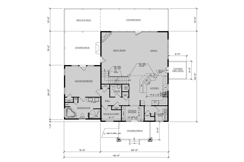 House Plan Design - Floor Plan - Main Floor for Cabin House Plan #123-121 - 6 bed, 5.5 bath