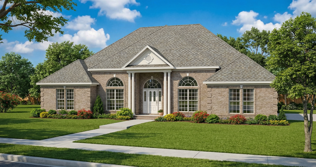 Exterior - Front Elevation 2 for Traditional House Plan #17-143 - 3 bed, 2.5 bath