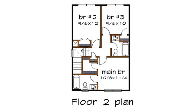 Floor Plan - Upper Floor for Country House Plan #79-271 - 3 bed, 2.5 bath