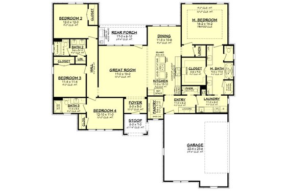 Floor Plan - Main Floor for Traditional House Plan #430-271 - 4 bed, 3.5 bath