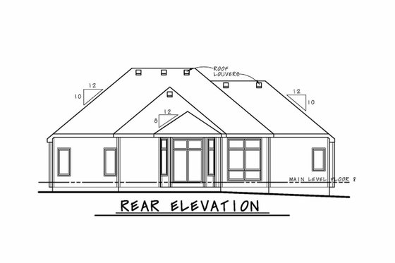 Exterior - Rear Elevation for Ranch House Plan #20-2330 - 3 bed, 2.5 bath
