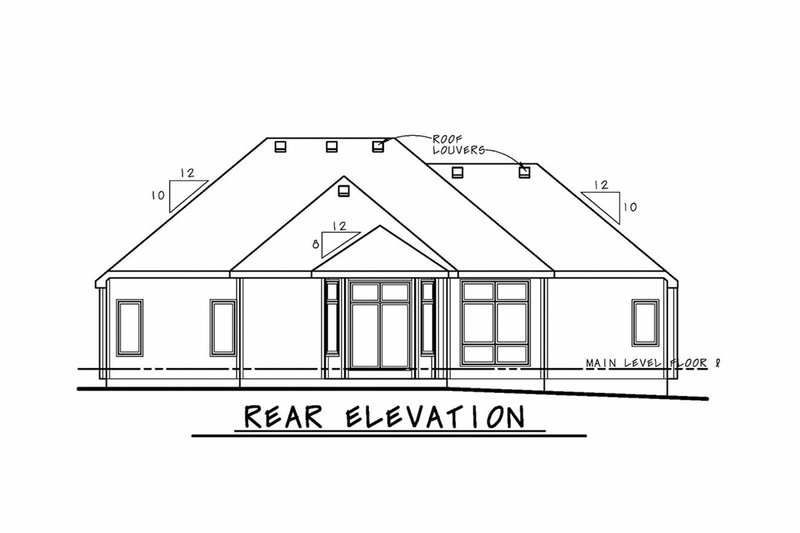 Dream House Plan - Exterior - Rear Elevation for Ranch House Plan #20-2330 - 3 bed, 2.5 bath