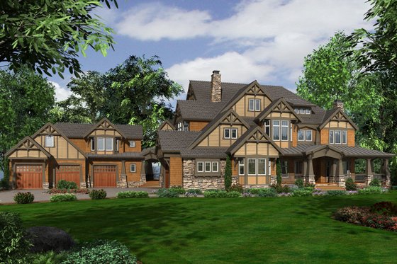 Exterior - Front Elevation 9 for Craftsman House Plan #132-218 - 7 bed, 8.5 bath