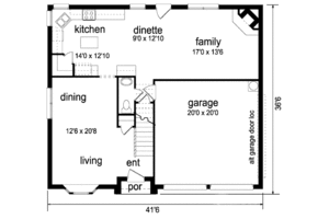 Floor Plan - Main Floor for Classical House Plan #84-318 - 4 bed, 2 bath