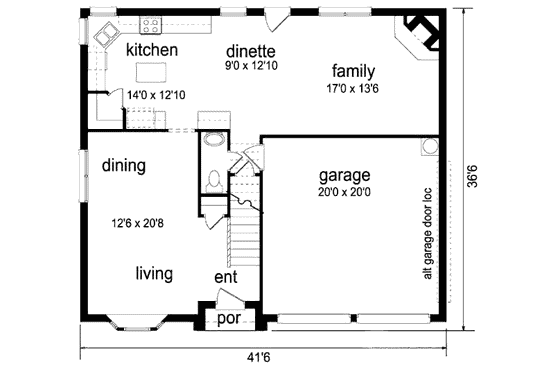 Floor Plan - Main Floor for Classical House Plan #84-318 - 4 bed, 2 bath