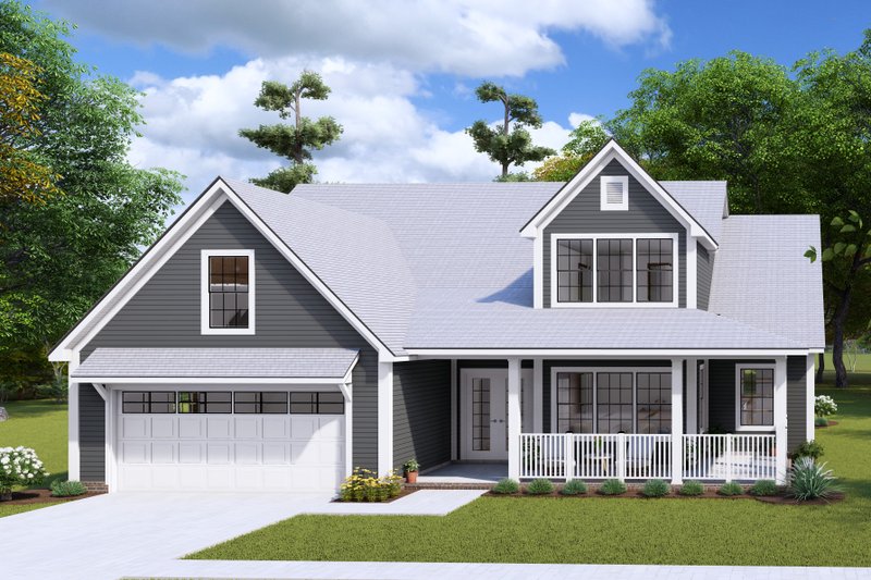 House Blueprint - Farmhouse Exterior - Front Elevation Plan #513-2241