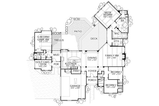 Floor Plan - Main Floor for European House Plan #80-177 - 4 bed, 3 bath