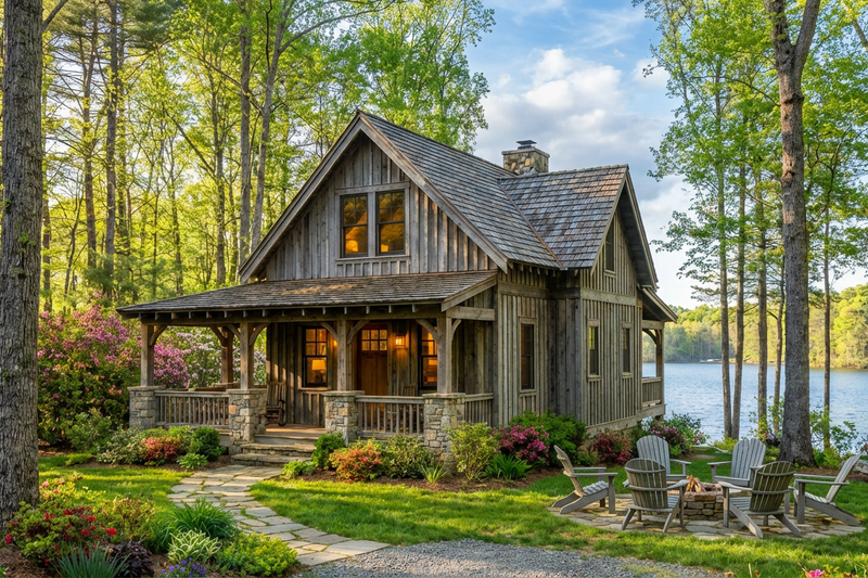 House Blueprint - Cabin Exterior - Front Elevation Plan #923-487