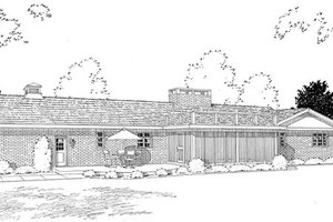 Exterior - Rear Elevation for Ranch House Plan #312-562 - 3 bed, 2.5 bath