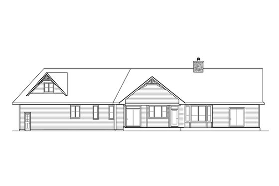 Exterior - Rear Elevation for Craftsman House Plan #124-1248 - 3 bed, 2.5 bath