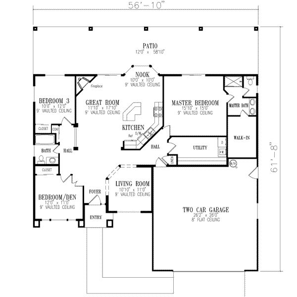 Adobe / Southwestern Style House Plan - 3 Beds 2 Baths 1696 Sq/Ft Plan ...