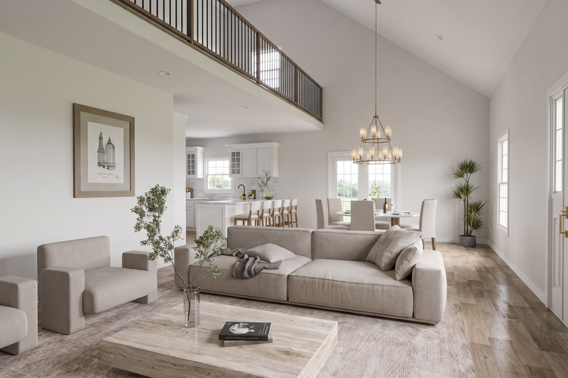 House Blueprint - Interior - Family Room 1 for Farmhouse House Plan #923-511 - 2 bed, 2 bath