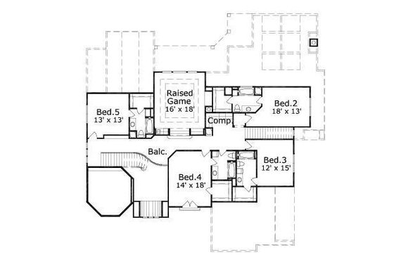 Floor Plan - Upper Floor for European House Plan #411-629 - 5 bed, 6 bath