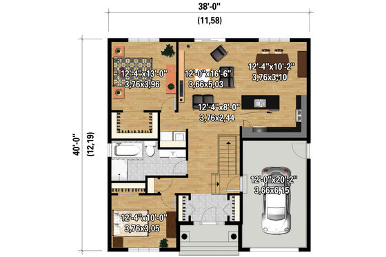 Floor Plan - Main Floor 1 for Country House Plan #25-4305 - 2 bed, 1 bath