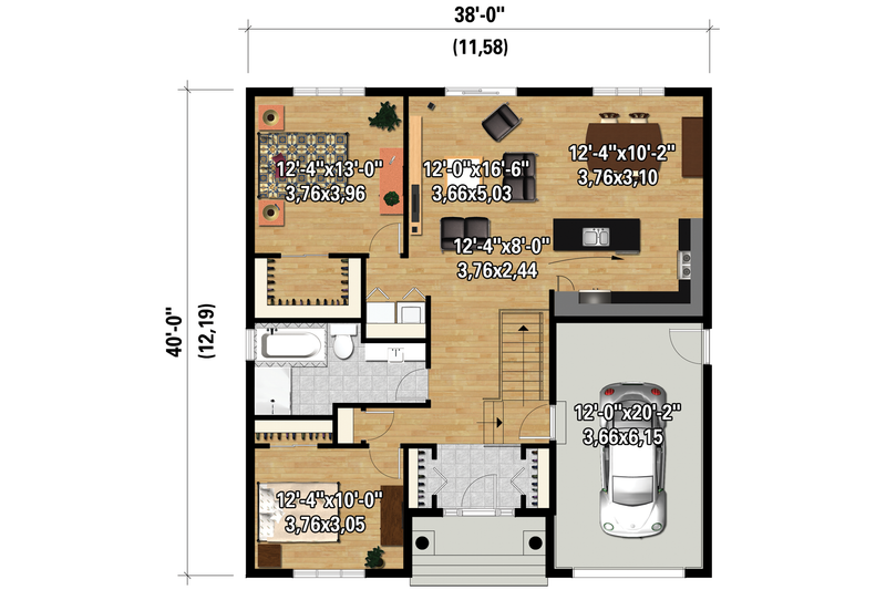 Architectural House Design - Floor Plan - Main Floor 1 for Country House Plan #25-4305 - 2 bed, 1 bath