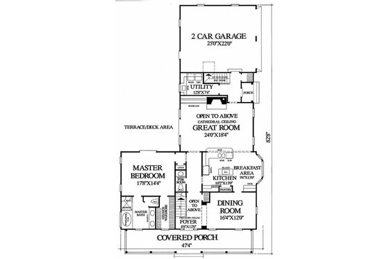 Floor Plan - Main Floor for Southern House Plan #137-208 - 3 bed, 2 bath