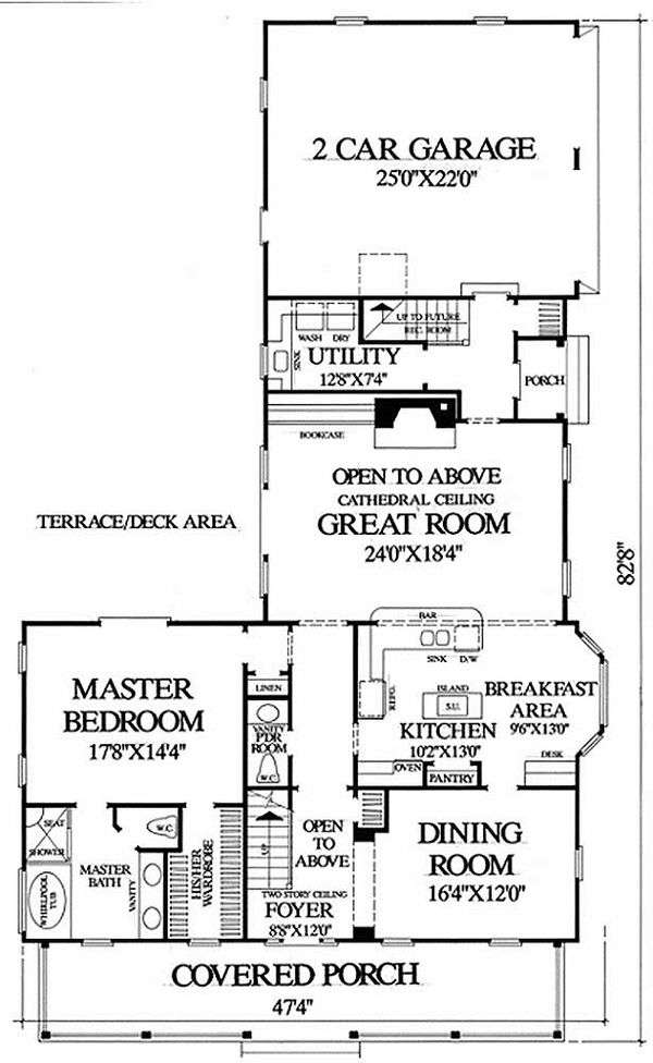 House Blueprint - Southern Floor Plan - Main Floor Plan #137-208