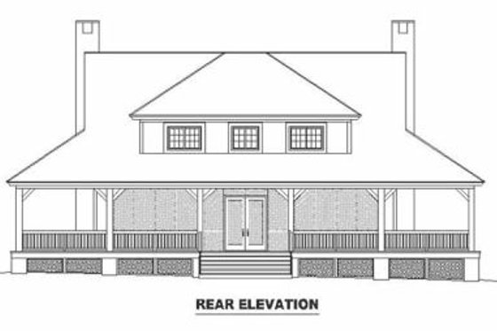 Exterior - Rear Elevation for Southern House Plan #81-240 - 3 bed, 2.5 bath