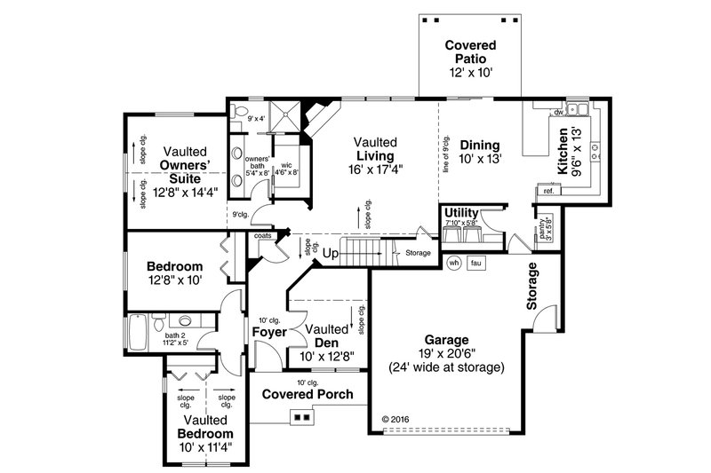 Architectural House Design - Floor Plan - Main Floor for Craftsman House Plan #124-1025 - 3 bed, 2 bath