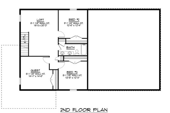 Floor Plan - Upper Floor for Barndominium House Plan #1064-18 - 4 bed, 2.5 bath