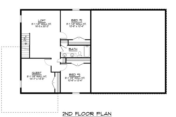 Barndominium Floor Plan - Upper Floor Plan #1064-18