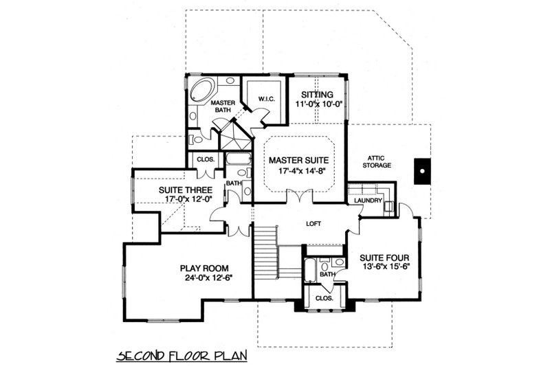 Dream House Plan - Floor Plan - Upper Floor for Craftsman House Plan #413-107 - 4 bed, 4 bath