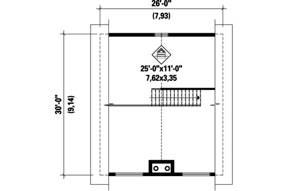 Floor Plan - Upper Floor for Cabin House Plan #25-4361 - 2 bed, 2 bath