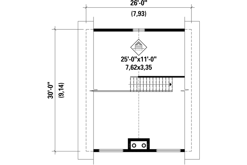 Home Plan - Floor Plan - Upper Floor for Cabin House Plan #25-4361 - 2 bed, 2 bath