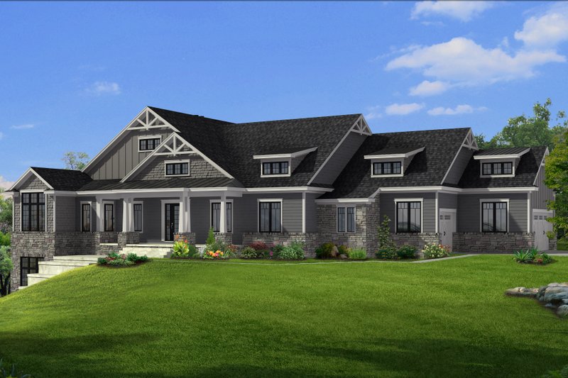 Dream House Plan - Craftsman Exterior - Front Elevation Plan #1057-26