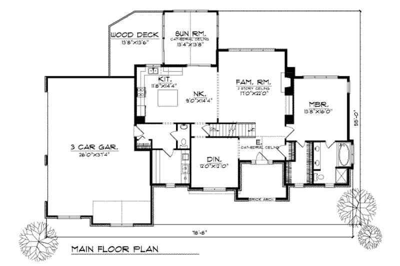 Architectural House Design - Floor Plan - Main Floor for Mediterranean House Plan #70-513 - 3 bed, 2.5 bath
