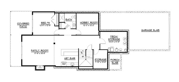 European Floor Plan - Lower Floor Plan #1064-347