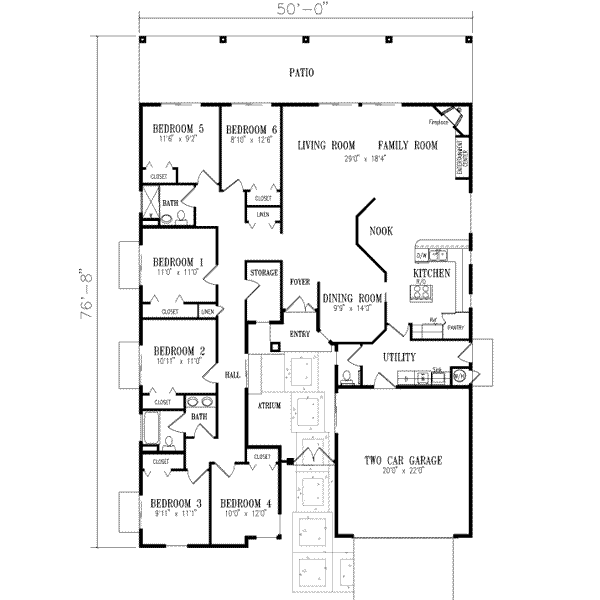 Adobe / Southwestern Floor Plan - Main Floor Plan #1-571