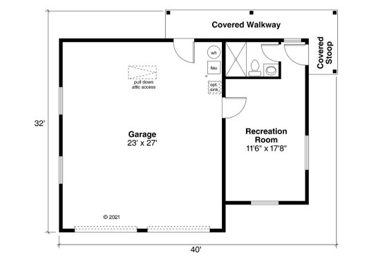 Floor Plan - Main Floor for Traditional House Plan #124-1267, 1 bath