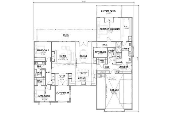 Floor Plan - Main Floor for European House Plan #1105-17 - 3 bed, 2.5 bath