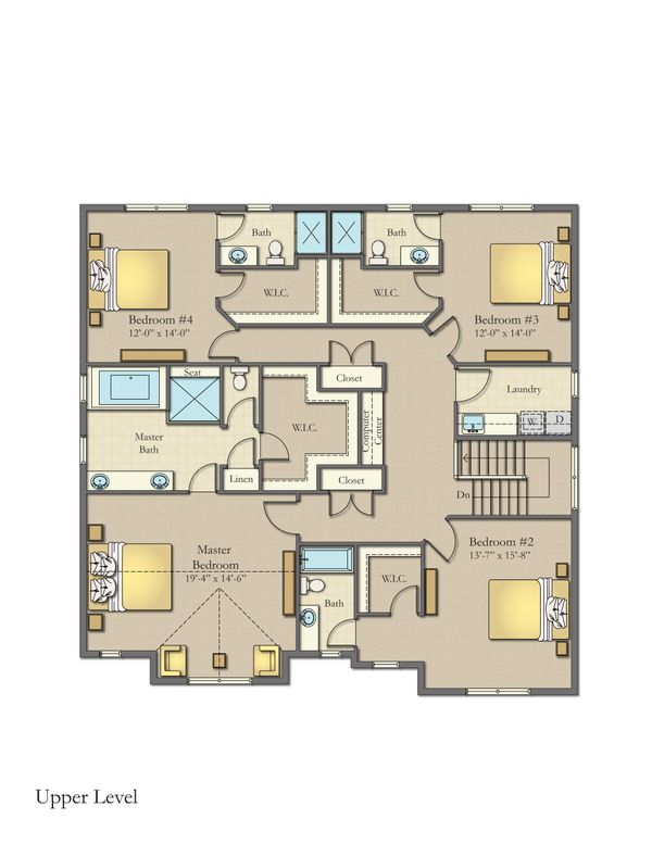 House Blueprint - Craftsman Floor Plan - Upper Floor Plan #1057-31