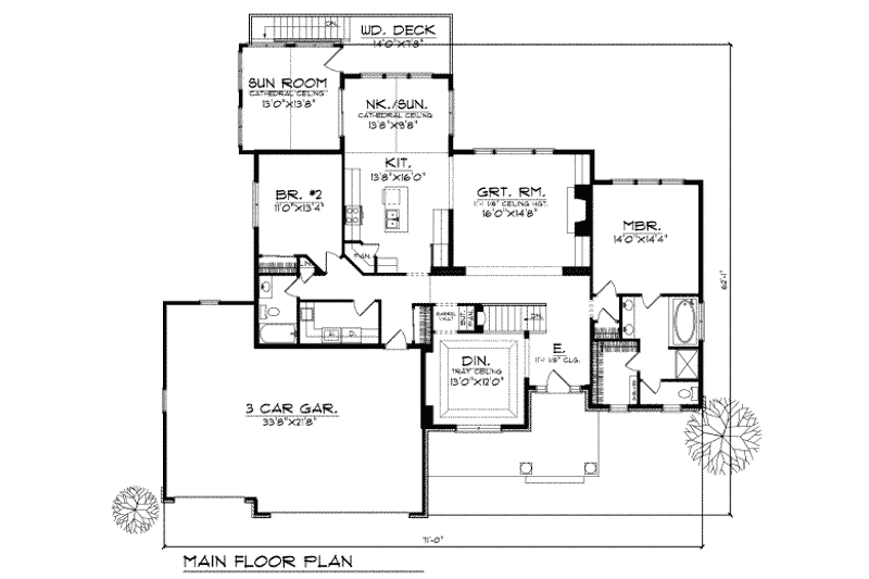 Home Plan - Floor Plan - Main Floor for Traditional House Plan #70-311 - 2 bed, 2 bath