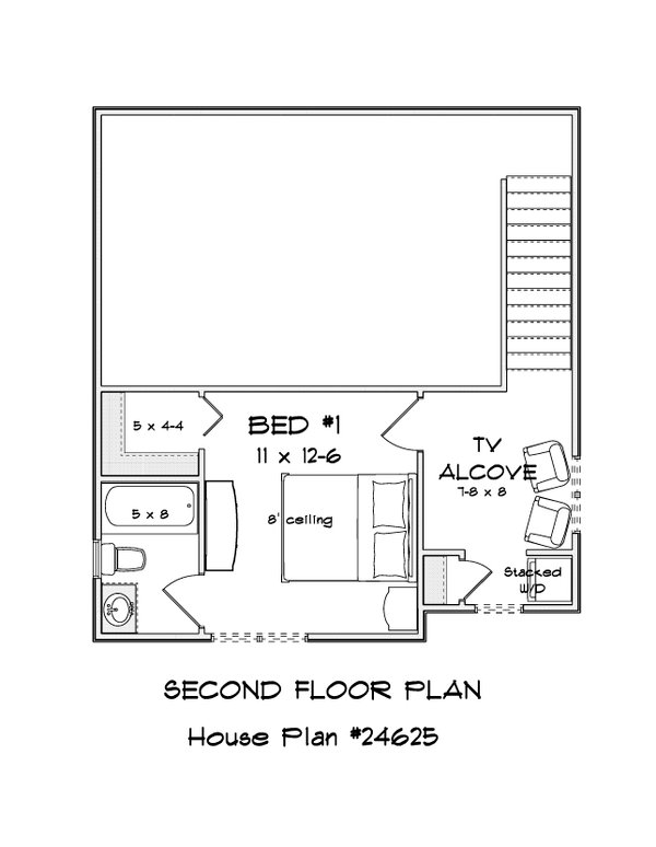 House Blueprint - Cottage Floor Plan - Upper Floor Plan #513-2418