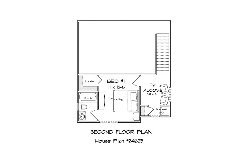 Architectural House Design - Floor Plan - Upper Floor for Cottage House Plan #513-2418 - 2 bed, 2 bath
