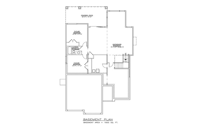 House Plan Design - Floor Plan - Lower Floor for Prairie House Plan #1100-68 - 2 bed, 2 bath