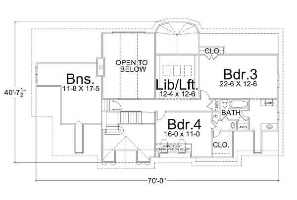 Colonial Floor Plan - Upper Floor Plan #119-137