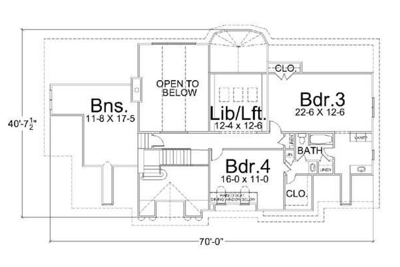 Dream House Plan - Floor Plan - Upper Floor for Colonial House Plan #119-137 - 4 bed, 3.5 bath