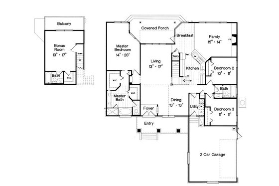 Floor Plan - Main Floor for Colonial House Plan #417-194 - 3 bed, 3 bath