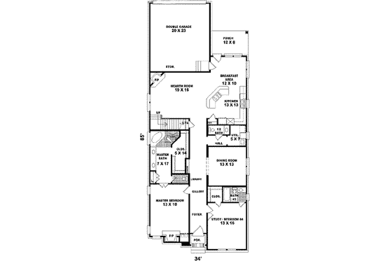 Floor Plan - Main Floor for Tudor House Plan #81-427 - 3 bed, 3.5 bath