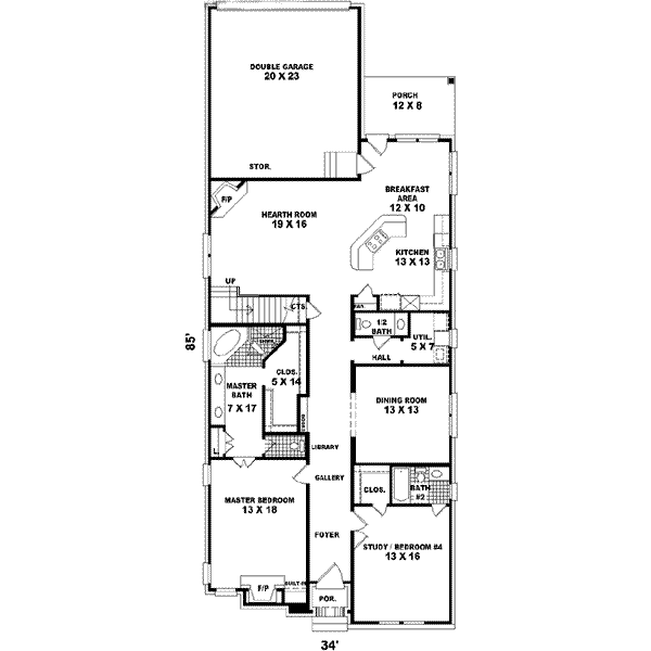 Tudor Floor Plan - Main Floor Plan #81-427