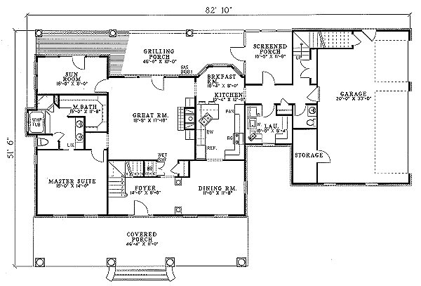 Southern Floor Plan - Main Floor Plan #17-299