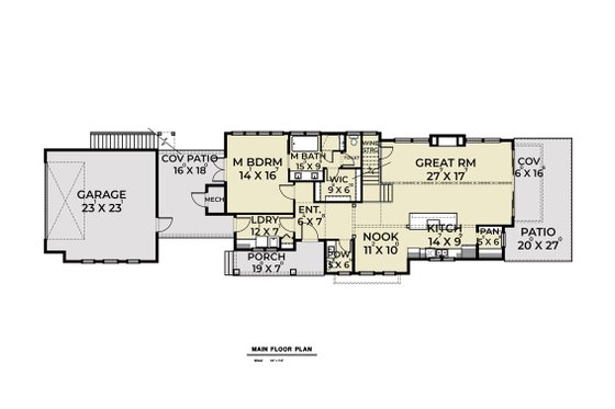 Floor Plan - Main Floor for Contemporary House Plan #1070-84 - 4 bed, 3.5 bath